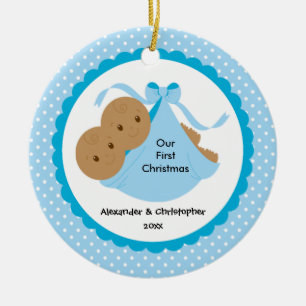 Baby Boy Twins Baby's Eerste kerstversiering Keramisch Ornament
