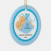 Baby Boy Twins Baby's Eerste kerstversiering Keramisch Ornament (Rechts)