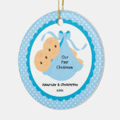 Baby Boy Twins Baby's Eerste kerstversiering Keramisch Ornament (Links)