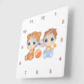 Baby Boy Twins Beer Jumpsuit case 2 Vierkante Klok (Hoek)