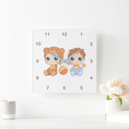 Baby Boy Twins Beer Jumpsuit case 2 Vierkante Klok