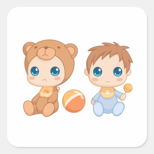Baby Boy Twins Beer Jumpsuit case 2 Vierkante Sticker (Voorkant)