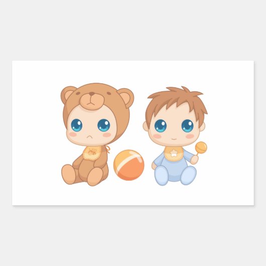 Baby Boy Twins Beer Jumpsuit Rechthoekige Sticker (Voorkant)