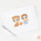 Baby Boy Twins Beer Jumpsuit Rechthoekige Sticker (Envelop)