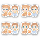 Baby Boy Twins Beer Jumpsuit set van 4 Sticker (Voorkant)