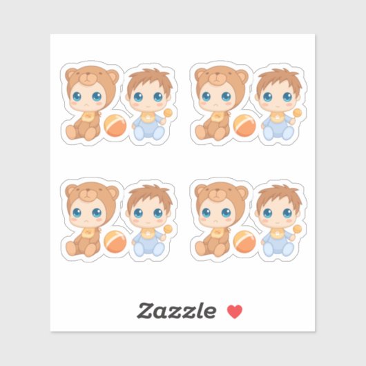 Baby Boy Twins Beer Jumpsuit set van 4 Sticker (Vel)