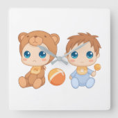 Baby Boy Twins Beer Jumpsuit Vierkante Klok (Voorkant)