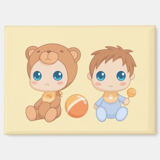 Baby Boy Twins Beer Jumpsuit Yellow Magneet (Voorkant)