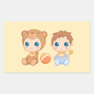 Baby Boy Twins Beer Jumpsuit Yellow Rechthoekige Sticker