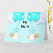 Baby Boy Twins Gefeliciteerd Kaart (Gele Bloem)