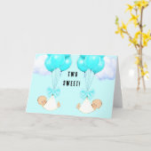 Baby Boy Twins Gefeliciteerd Kaart (Gele Bloem)