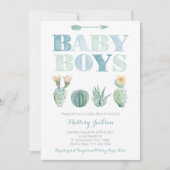 Baby Boy Twins of Triplets Cactus Baby shower Kaart (Voorkant)