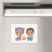 Baby Boy Twins Paars Beer Jumpsuit Magnet (Insitu (Vaatwasser))