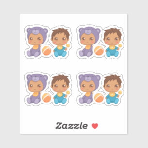 Baby Boy Twins Paars Beer Jumpsuit set van 4 selec Sticker