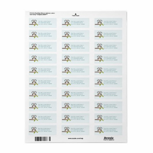 Baby Boy Uil retour adres labels (Full Sheet)