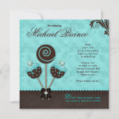 Baby Boy Uitnodiging Aankondiging Cake Poppen Blue (Achterkant)