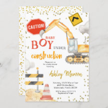 Baby Boy under Construction Baby shower Invitation