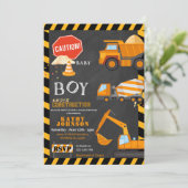 Baby Boy Under Construction Baby Shower Invitation Kaart (Staand voorkant)