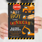 Baby Boy under Construction Baby shower Invitation Kaart