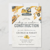 Baby Boy under Construction Dump Truck Baby shower Kaart (Voorkant)