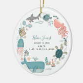 Baby Boy under the Zee Birth Stats Keepomwille Keramisch Ornament (Links)