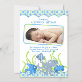 Baby Boy Under The Zee Geboorteaankondiging Magnetische Uitnodiging