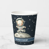 Baby Boy Verjaardag Cups Teddy Bear Astronaut Them Papieren Bekers (Voorkant)