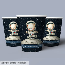 Baby Boy Verjaardag Cups Teddy Bear Astronaut Them Papieren Bekers