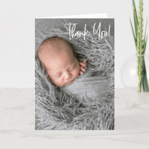 Baby Boy verticaal Foto baby shower Handlettering Bedankkaart