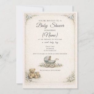 Baby Boy Vintage Baby Shower Uitnodiging