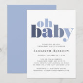 Baby Boy Virtual Shower Blue Typografie Kaart (Voorkant / Achterkant)