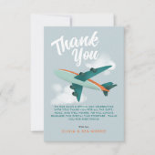 Baby Boy Vliegtuig Reizen Baby shower Bedankkaart (Voorkant)