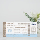 Baby Boy Vlight Ticket Uitnodiging  (Staand voorkant)