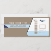 Baby Boy Vlight Ticket Uitnodiging  (Achterkant)