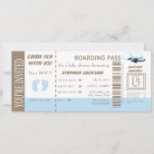Baby Boy Vlight Ticket Uitnodiging  (Voorkant)