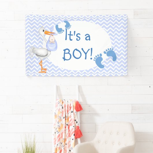 Baby Boy, Voetafdrukken, Stork, Douane Spandoek (Insitu)