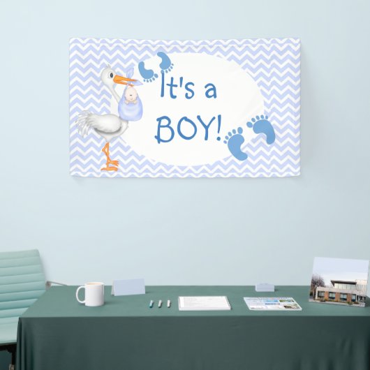 Baby Boy, Voetafdrukken, Stork, Douane Spandoek (Beurs)