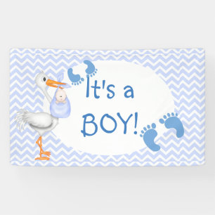Baby Boy, Voetafdrukken, Stork, Douane Spandoek