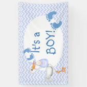 Baby Boy, Voetafdrukken, Stork, Douane Spandoek (Verticaal)