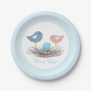Baby Boy Vogelnest   Baby Shower Papieren Bordje