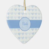 Baby Boy Voornaam Blauw Monogram Hartkerst Keramisch Ornament (Rechts)
