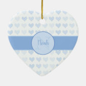 Baby Boy Voornaam Blauw Monogram Hartkerst Keramisch Ornament (Achterkant)