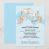 Baby Boy Waterverf Blauw Baby shower Kaart (Voorkant / Achterkant)