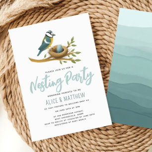 Baby Boy Waterverf Egg Nesting Party Kaart
