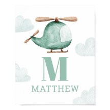 Baby Boy Waterverf Helikopter | Monogram kinderkam