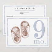 Baby Boy Waterverf Mijlsteen Negen maand Oude Kaar Kaart (Voorkant / Achterkant)