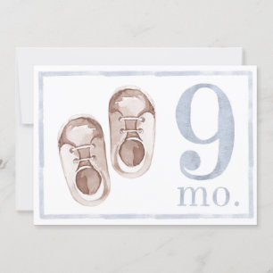 Baby Boy Waterverf Mijlsteen Negen maand Oude Kaar Kaart