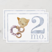 Baby Boy Waterverf Milestone 2 maand oude kaart (Voorkant / Achterkant)