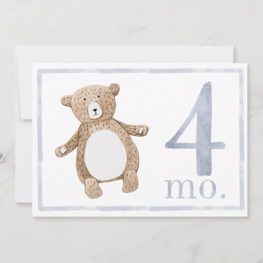 Baby Boy Waterverf Milestone 4 maand oude kaart (Voorkant)