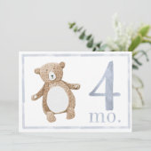 Baby Boy Waterverf Milestone 4 maand oude kaart (Staand voorkant)